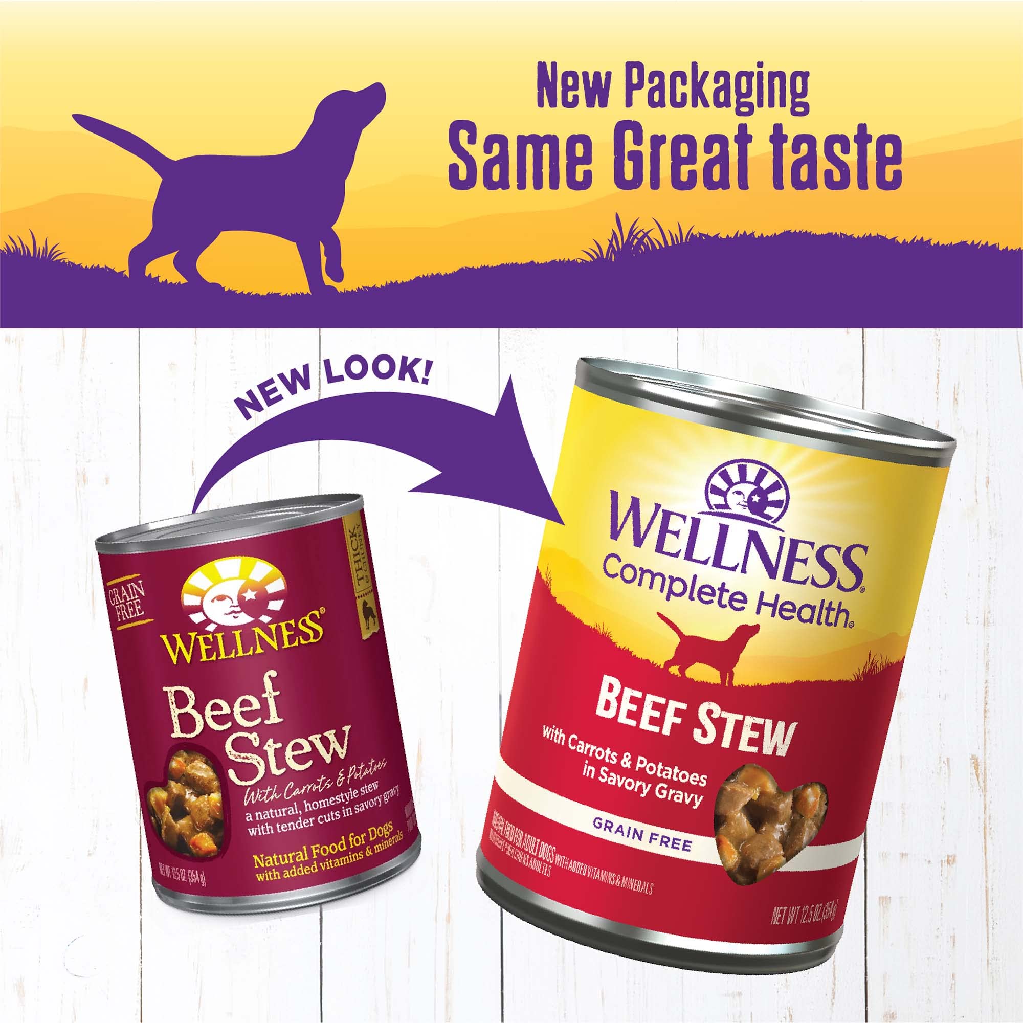Wellness guiso de res con verduras en lata para perros, sabor sabroso para comidas diarias