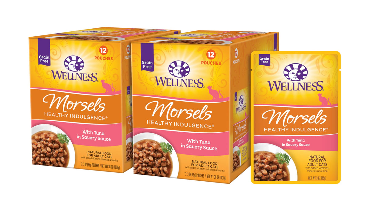Wellness Indulgence atún con salsa ligera en bolsa 3oz; fácil de servir para la comida diaria del gato