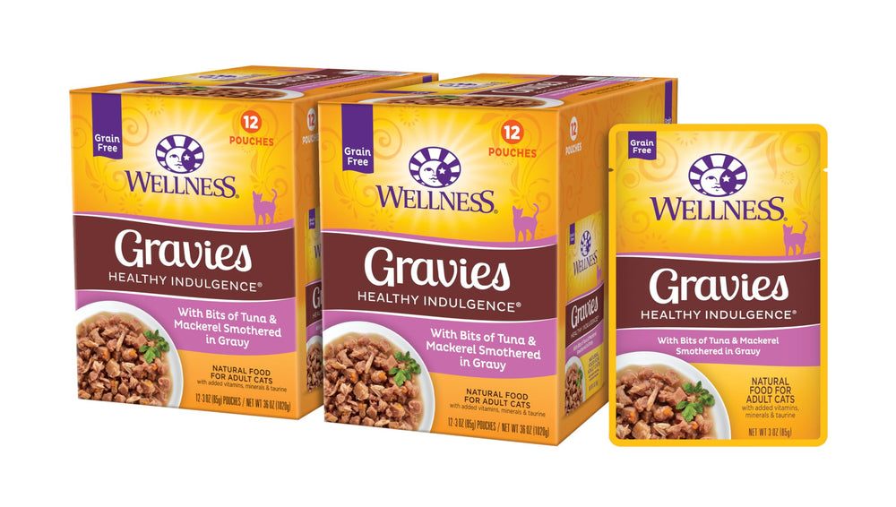 Wellness Indulgence Gravy Atún Caballa Gato: sabor intenso que favorece la hidratación.