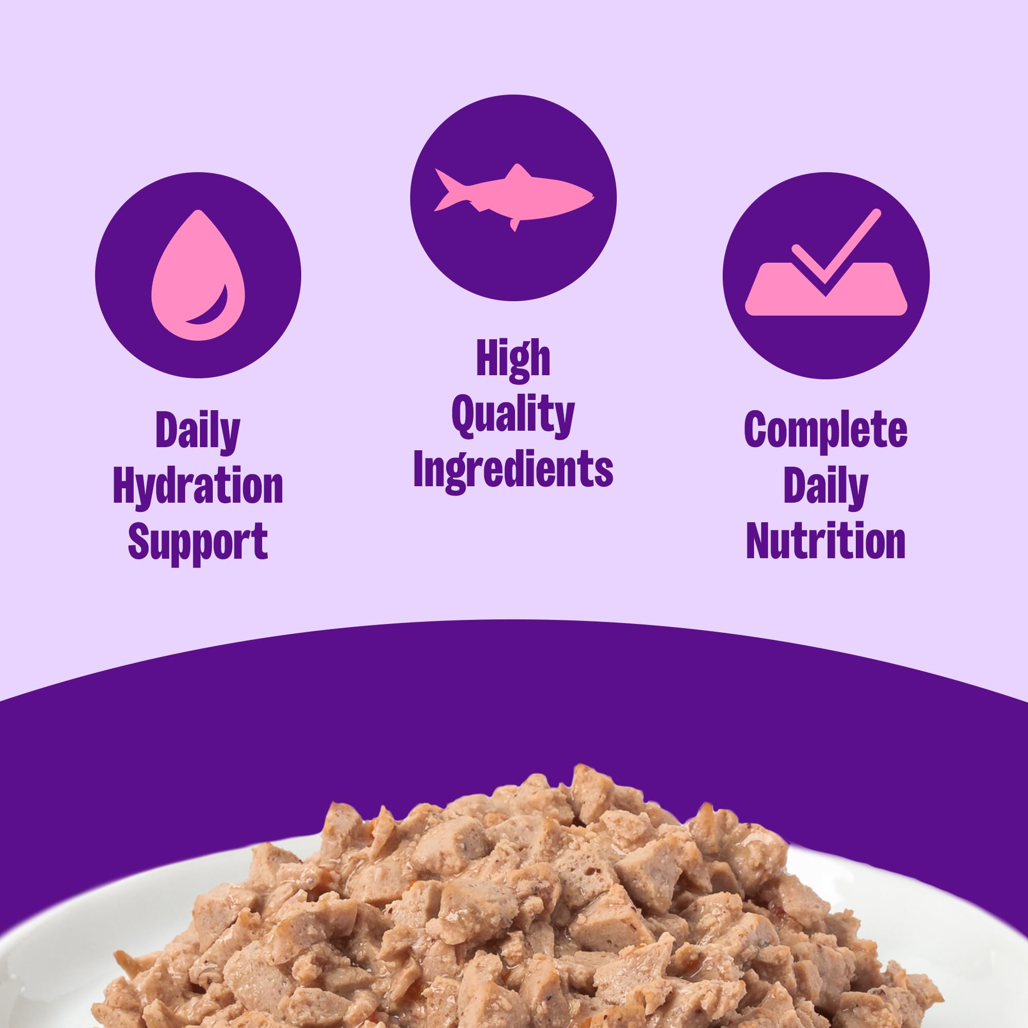 Wellness Minced Salmon Entree en plato: porción en salsa ligera para comer a diario.