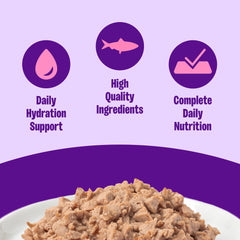 Wellness Minced Salmon Entree en plato: porción en salsa ligera para comer a diario.