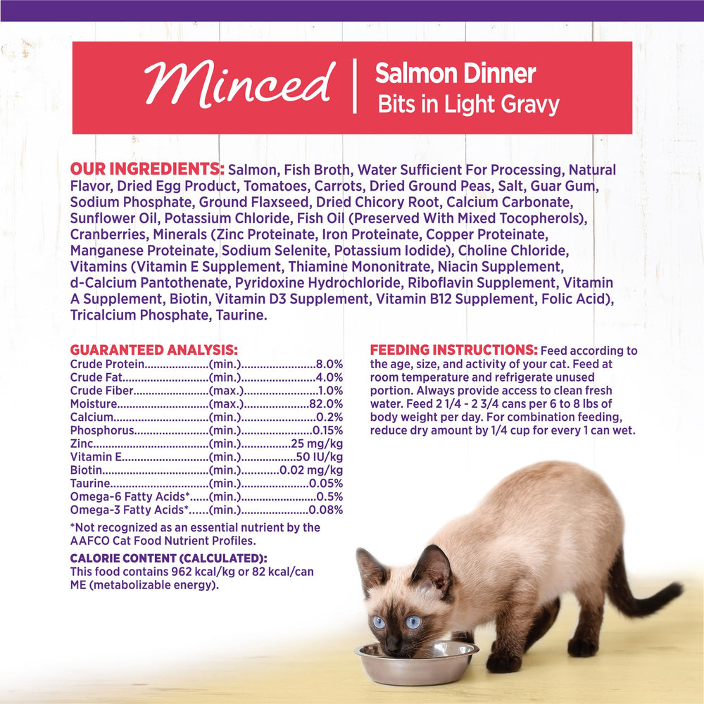 Wellness Minced Salmon Entree: servir a temperatura ambiente para mejor sabor.