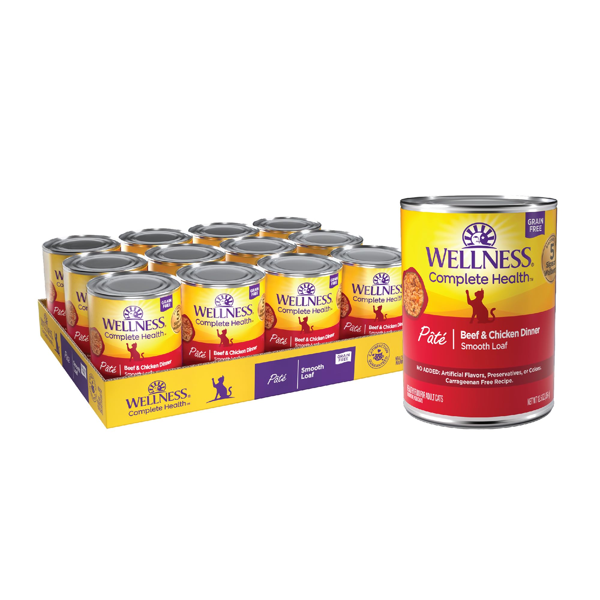Wellness Pate para gatos: lata de res y pollo, fuente de proteína de calidad para cada comida.