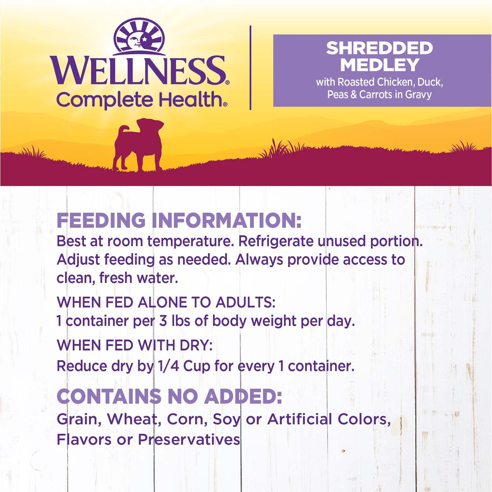 Wellness Petite Entrées envase individual para comida diaria del perro.
