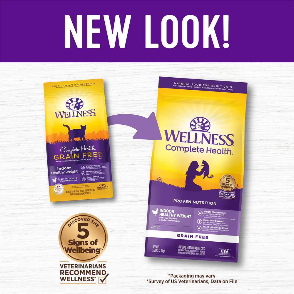 Wellness Complete Health para gatos: fórmula sin granos con pollo y pavo.