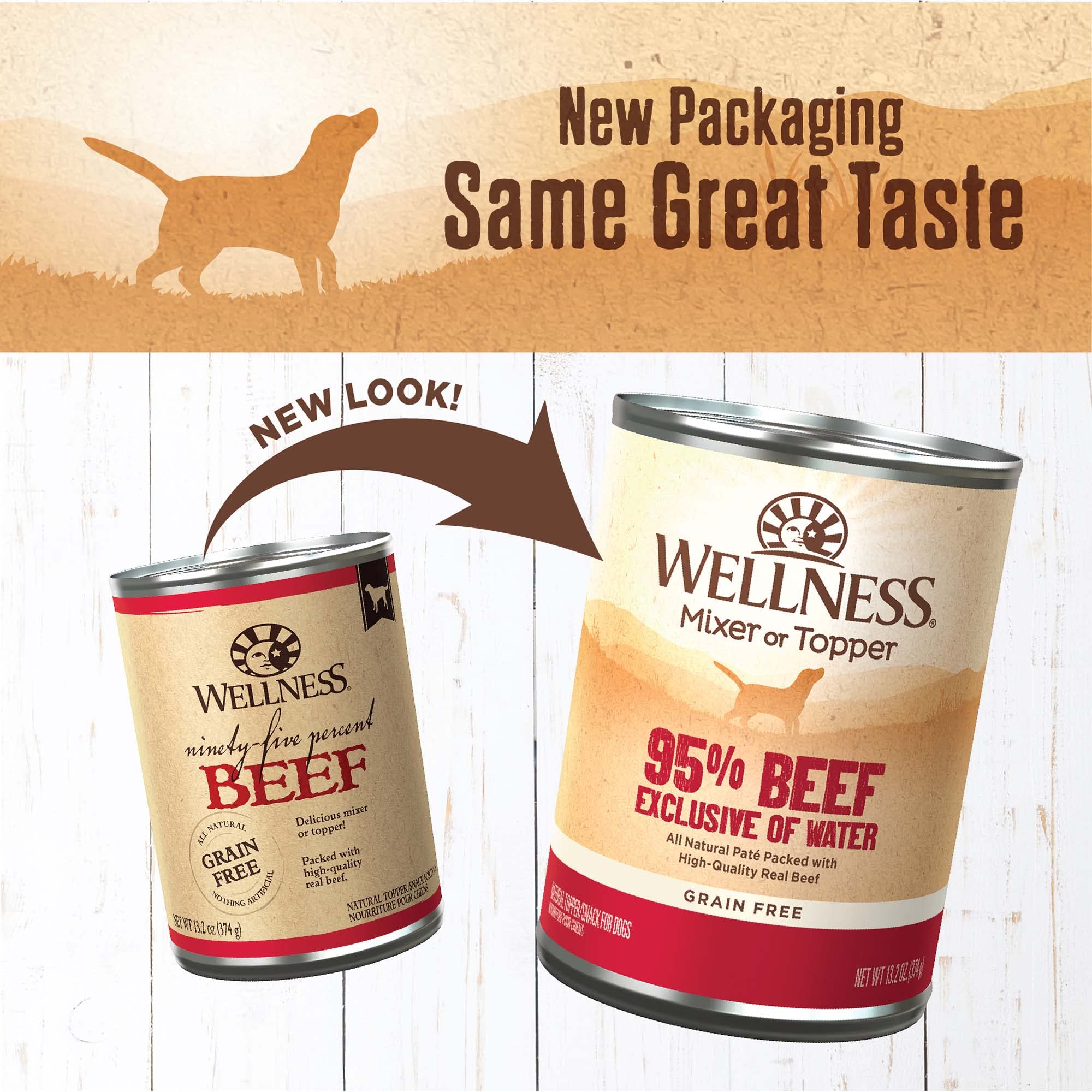 Wellness pate sin granos de res: opción balanceada sin cereales.