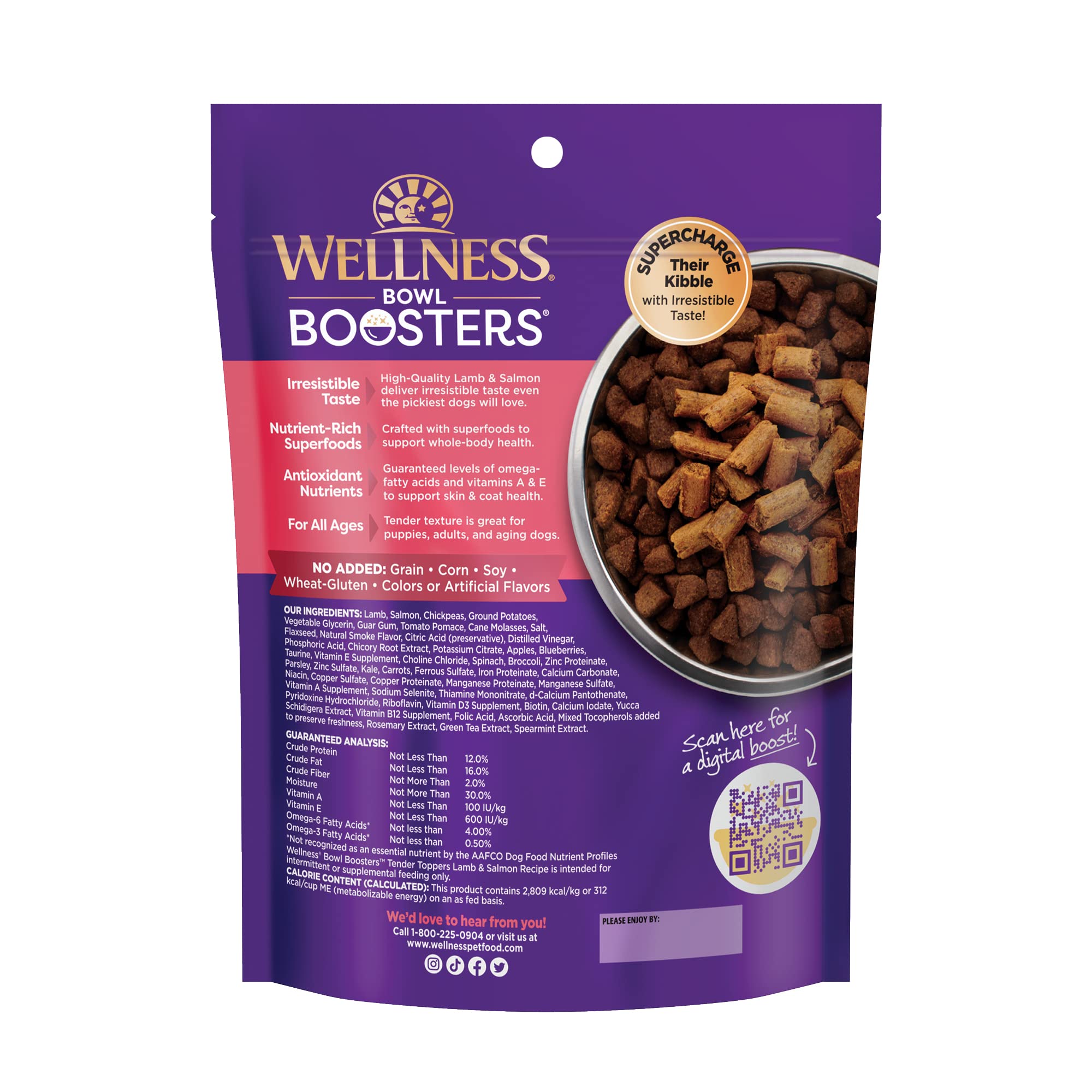 Wellness Tender Toppers, ingredientes premium, sabor intenso para perros exigentes.