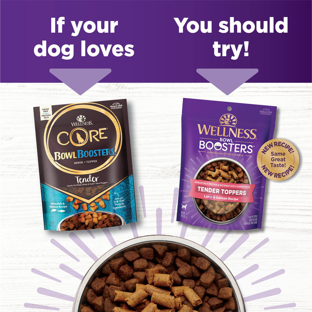 Wellness Tender Toppers sin grano, opción natural para dietas caninas.