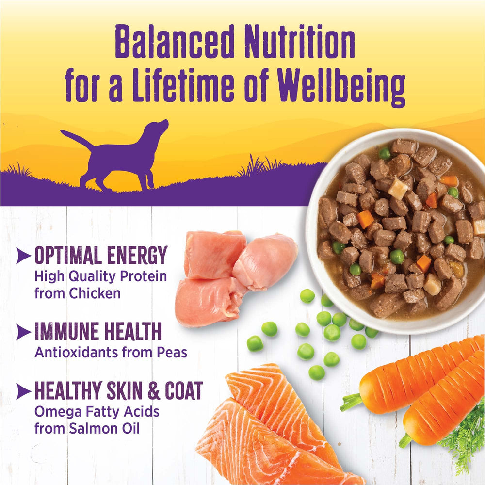 Wellness trozos pollo verduras en salsa, lata 354 g