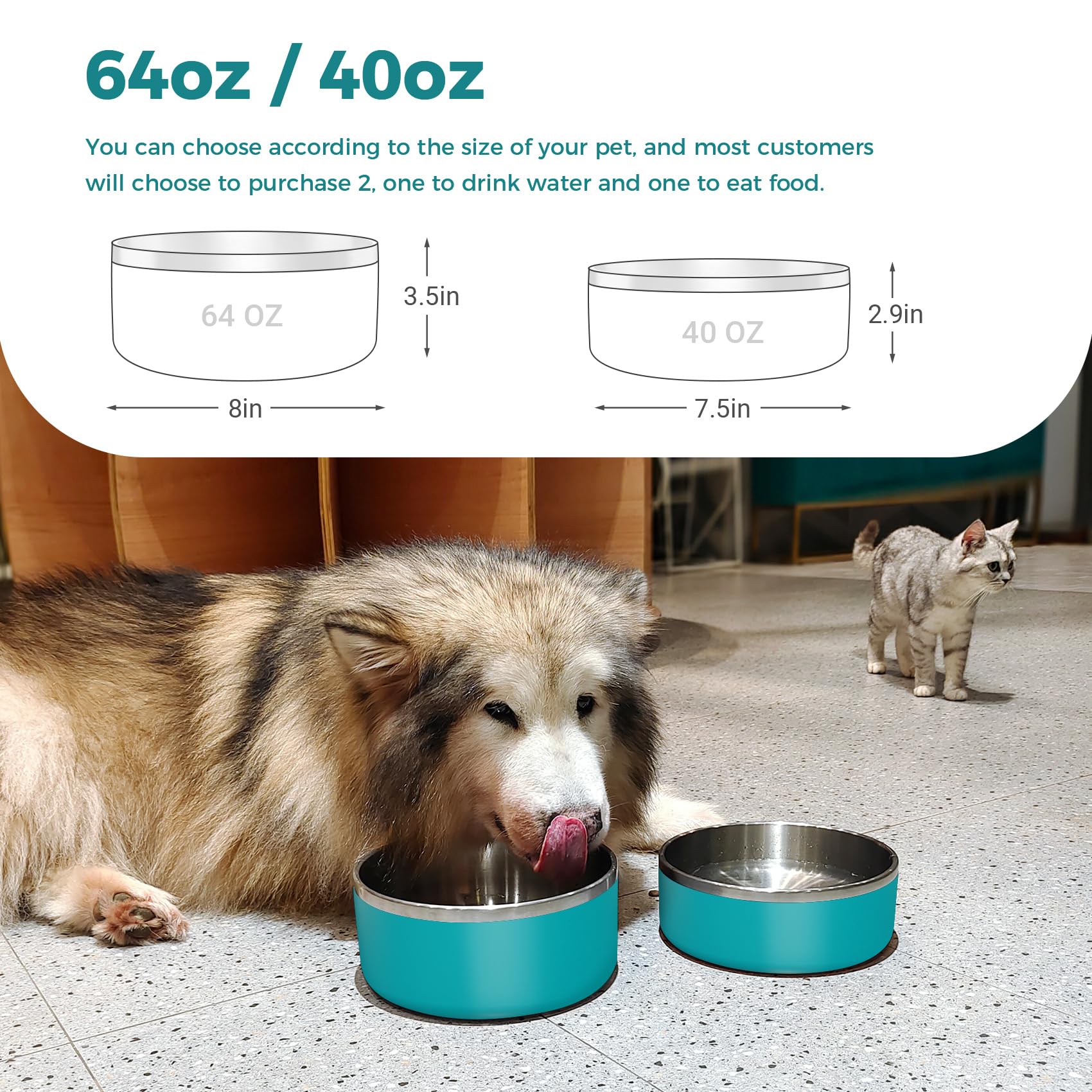Bebedero para perros WENBOKMIN en acero inoxidable, fácil de limpiar y duradero.