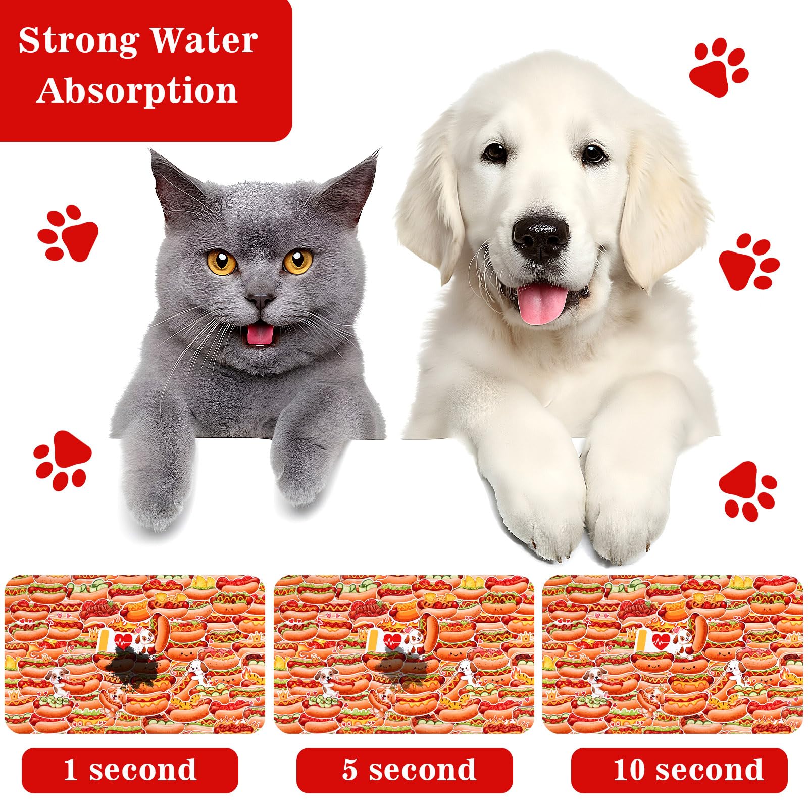 WENININOK tapete para comida y agua de gatos evita charcos y facilita la limpieza.