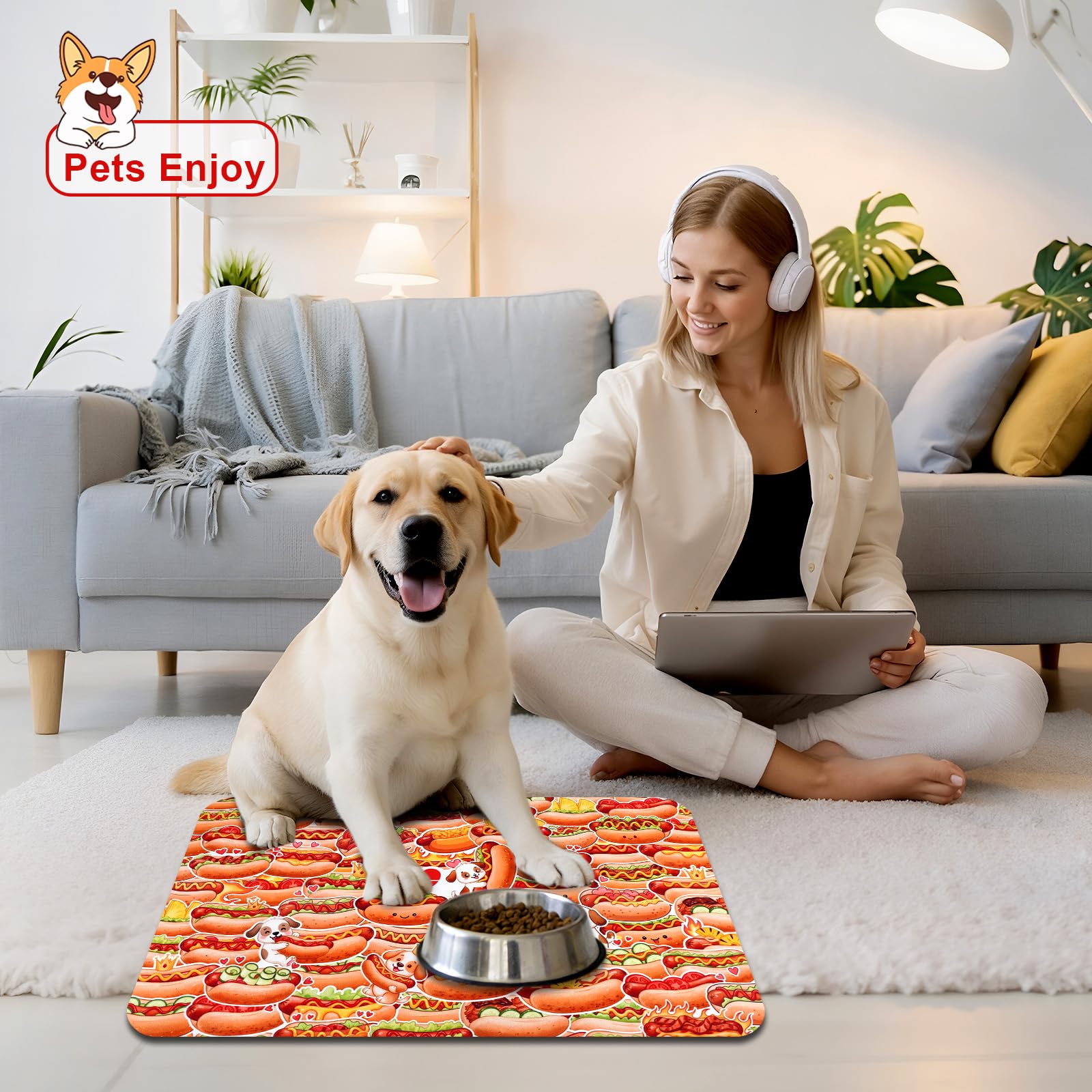 WENININOK tapete de uso versátil para perros y gatos en comedores.