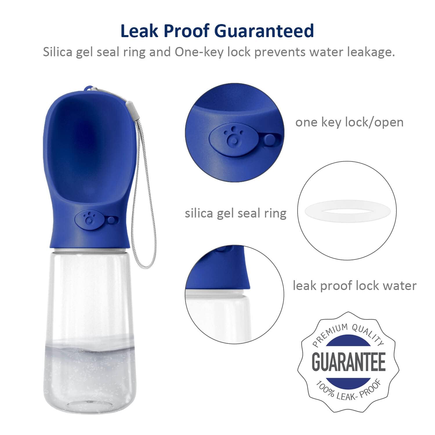 WePet capacidad 550 ml en color azul marino para excursiones.