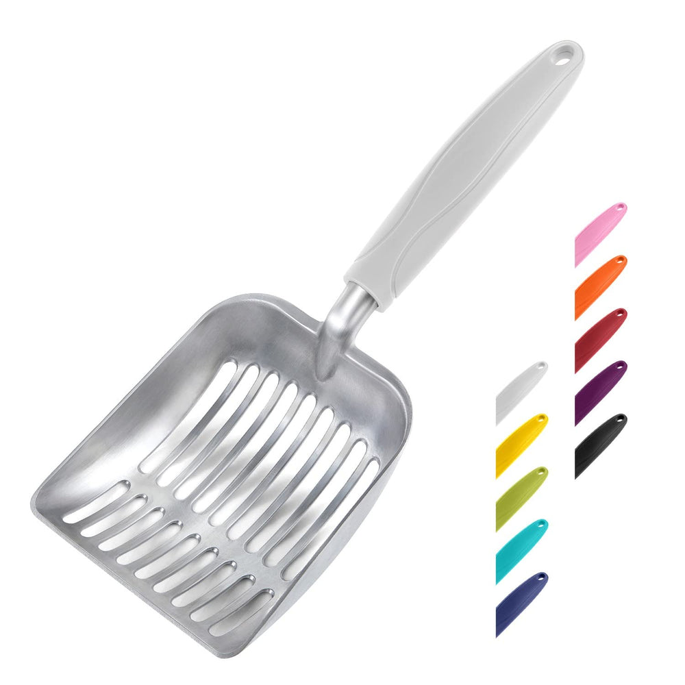 WePet cucharón para arena de gato con mango largo, ideal para alcance cómodo.