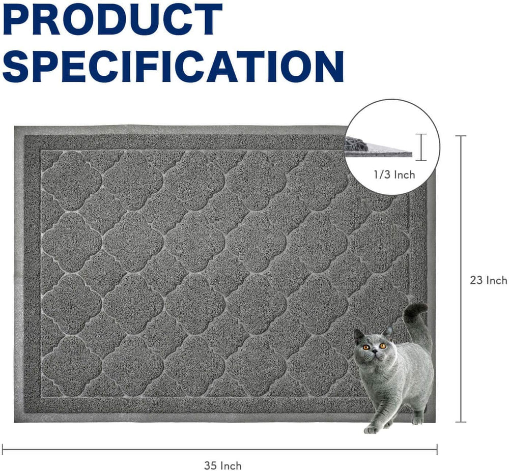 WePet tapis litière chat gris maillage profond capte les grains et facilite le nettoyage.
