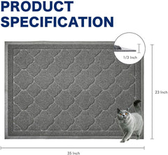WePet tapis litière chat gris maillage profond capte les grains et facilite le nettoyage.
