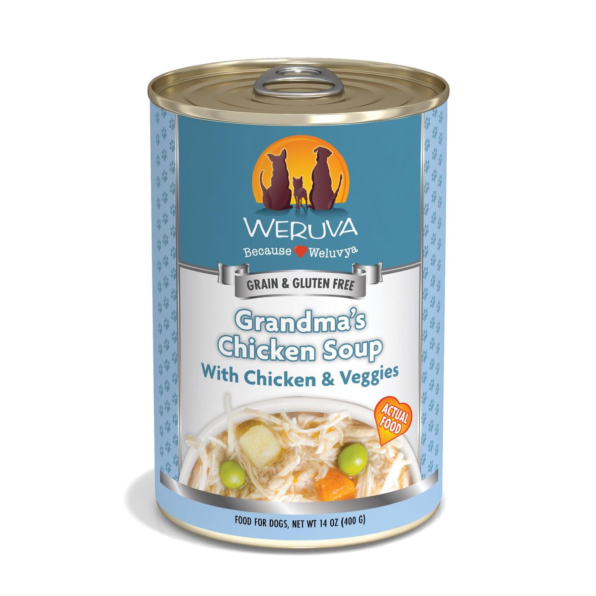 Weruva Sopa de Pollo de la Abuela en lata 14 oz, pack 12, pollo sin hueso.
