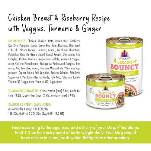 Etiqueta de Weruva Awesome Bouncy con ingredientes naturales para dieta equilibrada