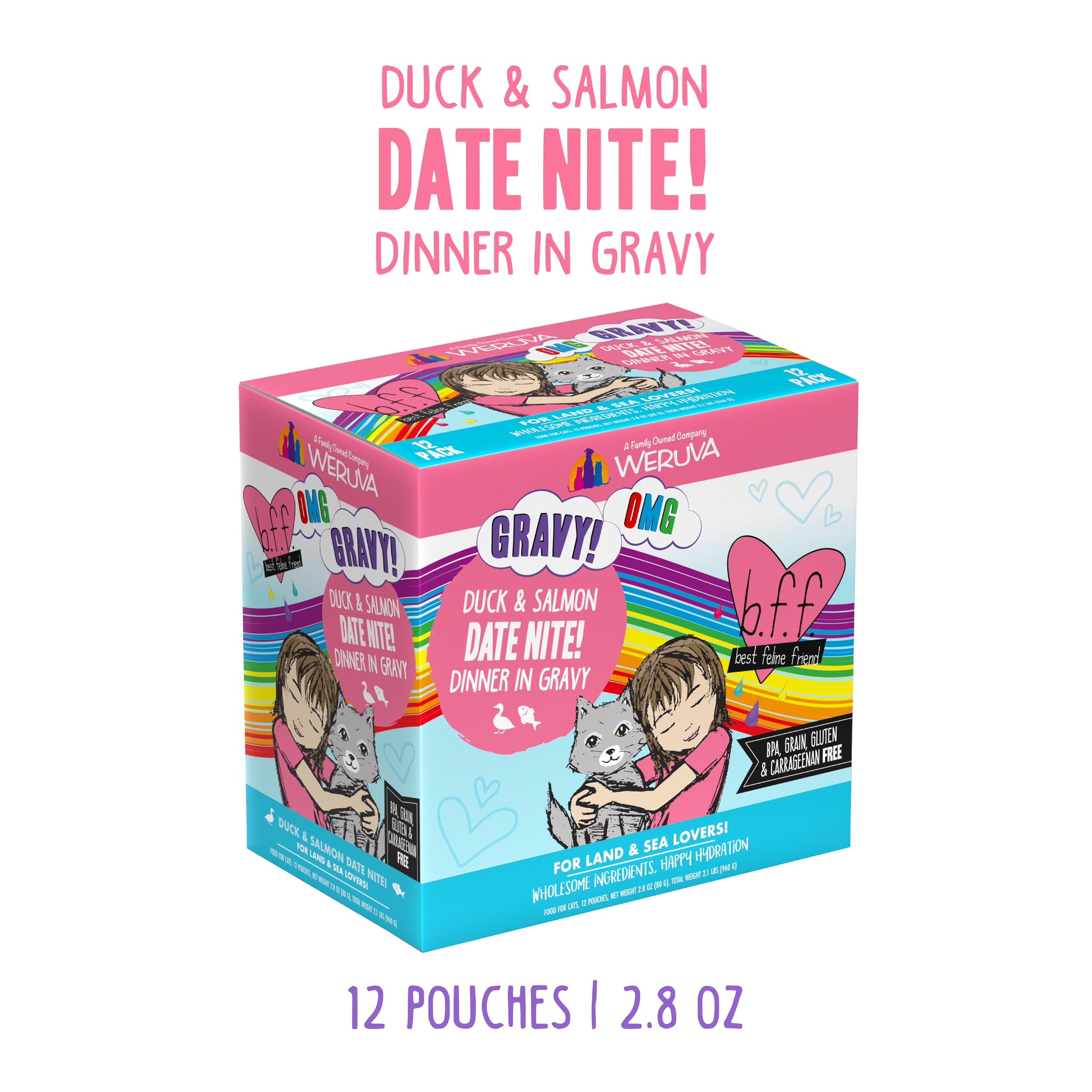 Weruva B.F.F. OMG, pack de 12 porciones de 2.8 oz para comidas diarias