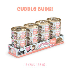 Weruva B.F.F. Kitten Cuddle Buds, lata atún-salmon en salsa, textura natural para gatitos.