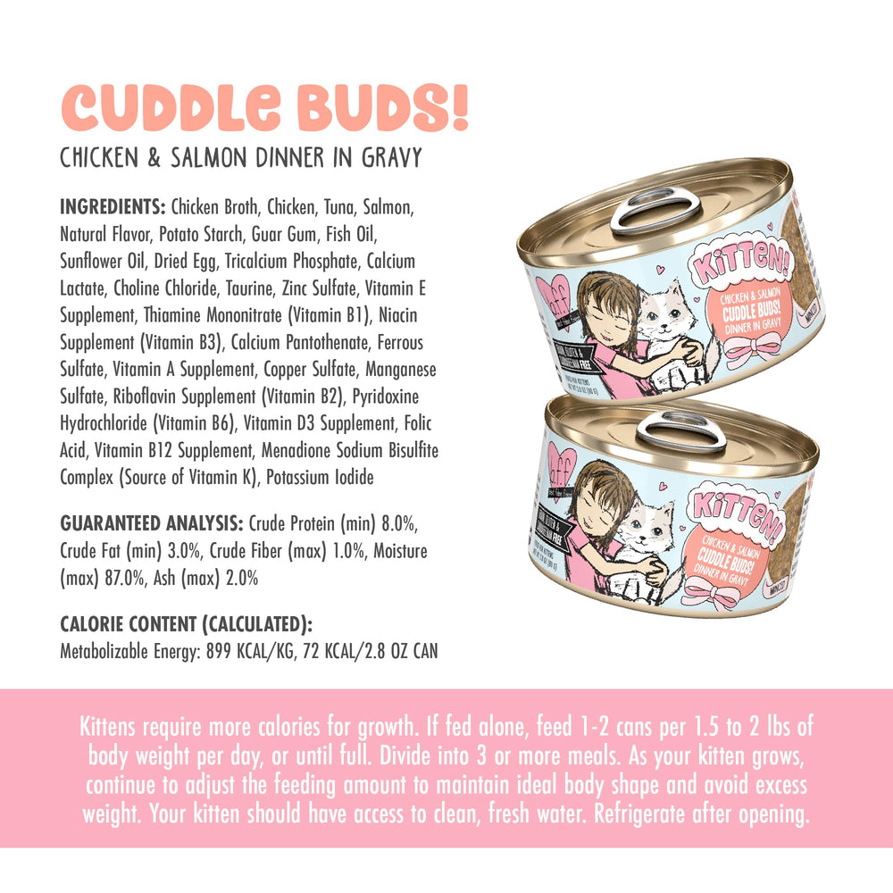 Weruva B.F.F. Kitten Cuddle Buds, sin gluten ni carragenina, opción limpia para gatitos.