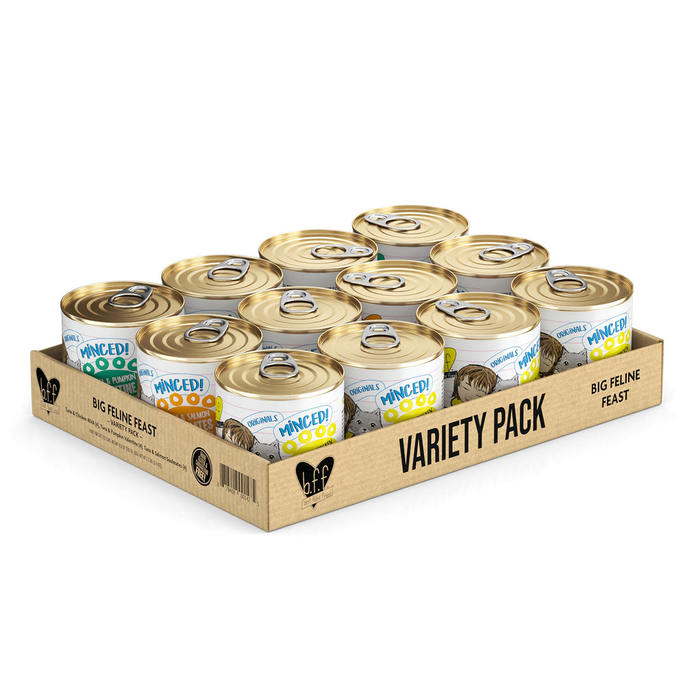 Weruva BFF Minced, pack 12 latas 10 oz, variedad para varios gatos.