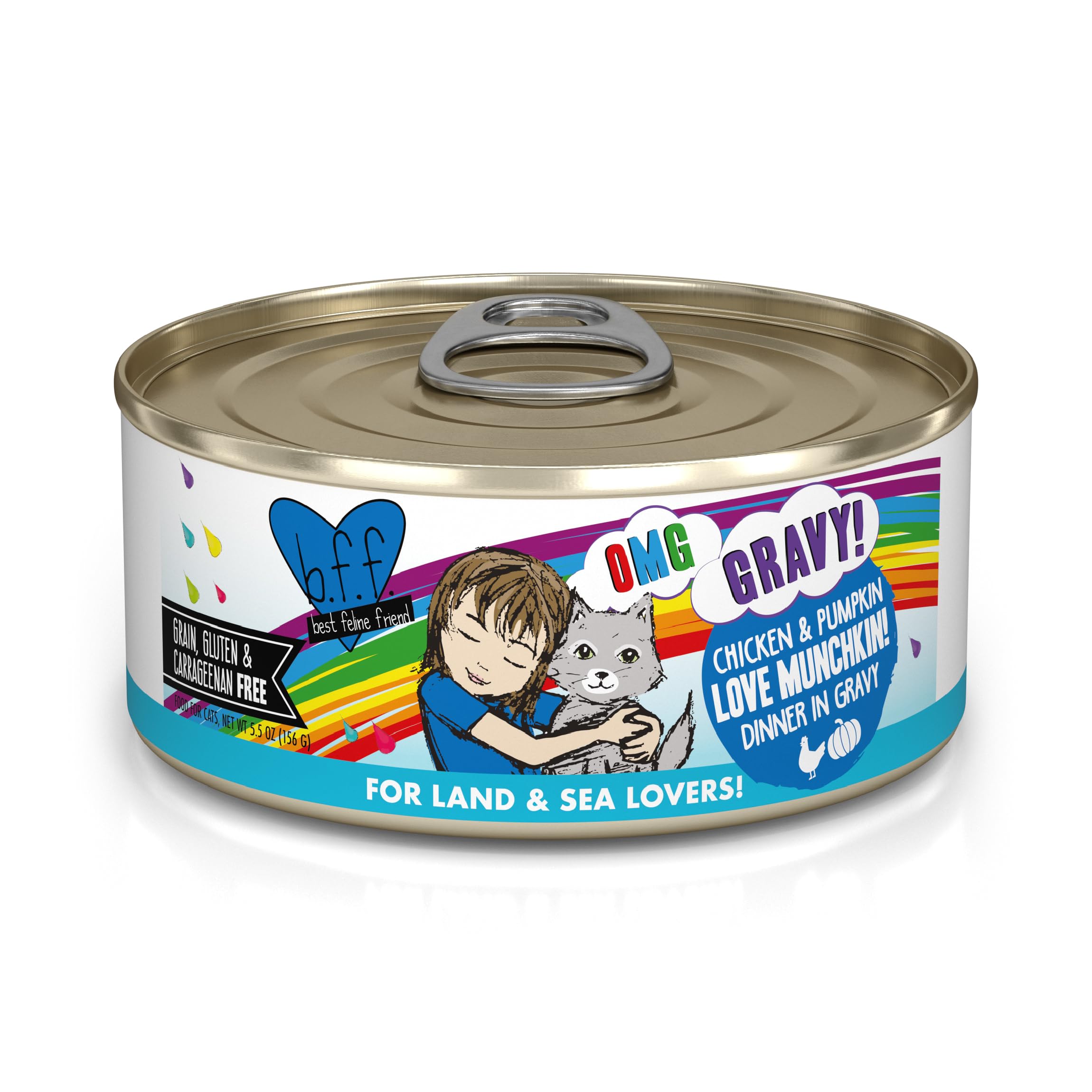 Weruva B.F.F. OMG, paquete de 8 latas, alimentación diaria conveniente para gatos.