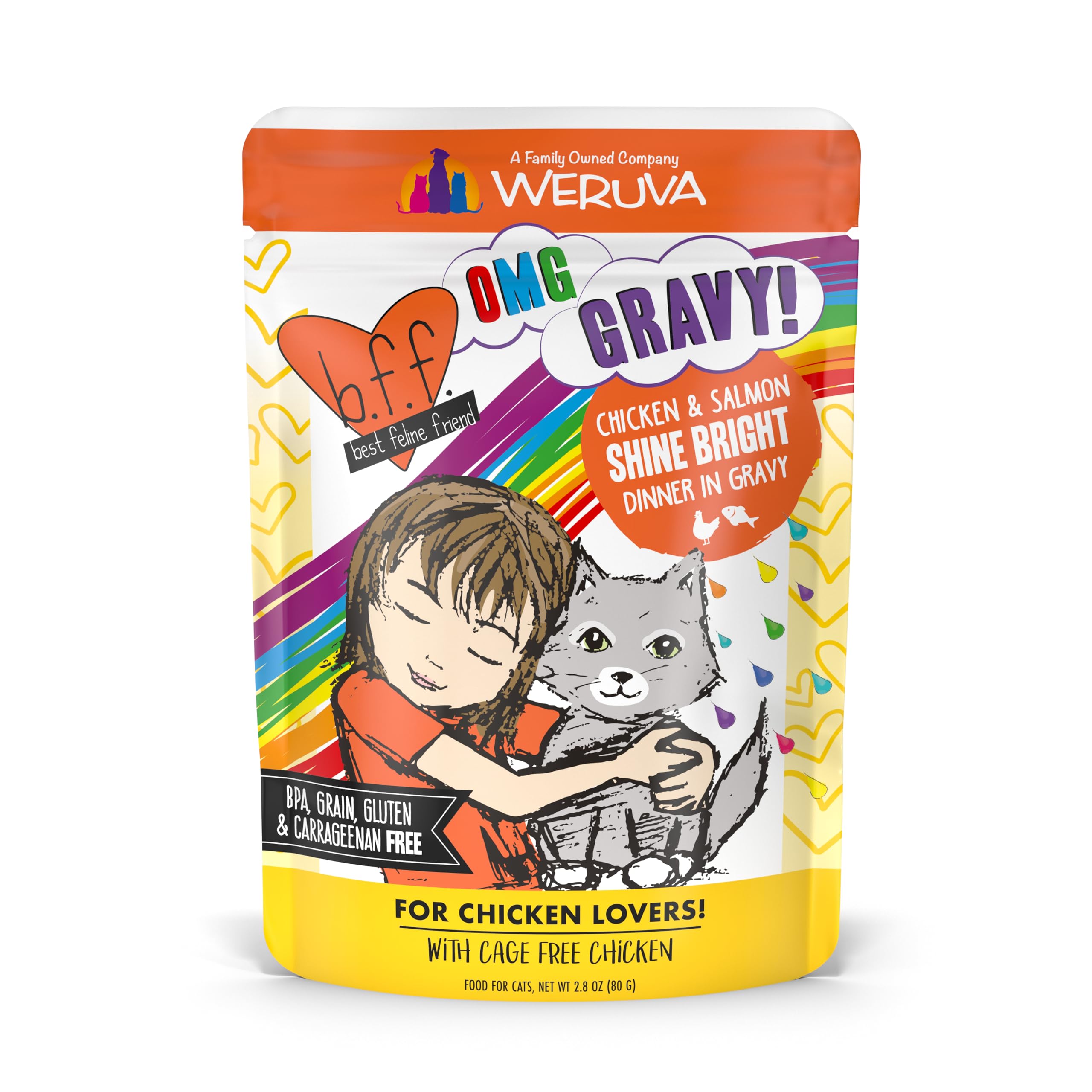 Weruva B.F.F. OMG con pollo y salmón en salsa en bolsa de 2,8 oz.