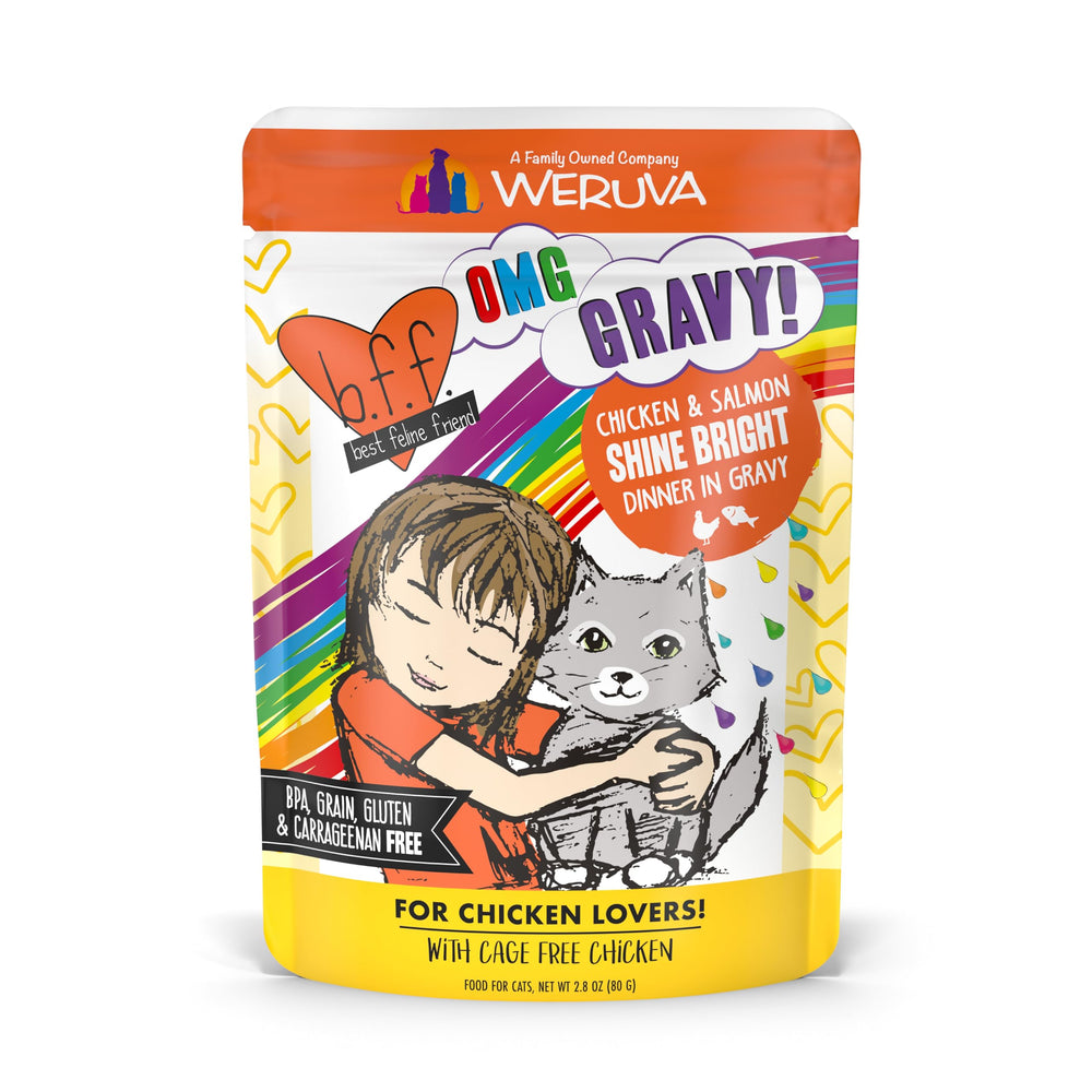 Weruva B.F.F. OMG con pollo y salmón en salsa en bolsa de 2,8 oz.