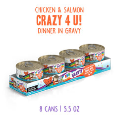 Weruva B.F.F. OMG con pollo y salmón, trozos jugosos en salsa sabrosa.