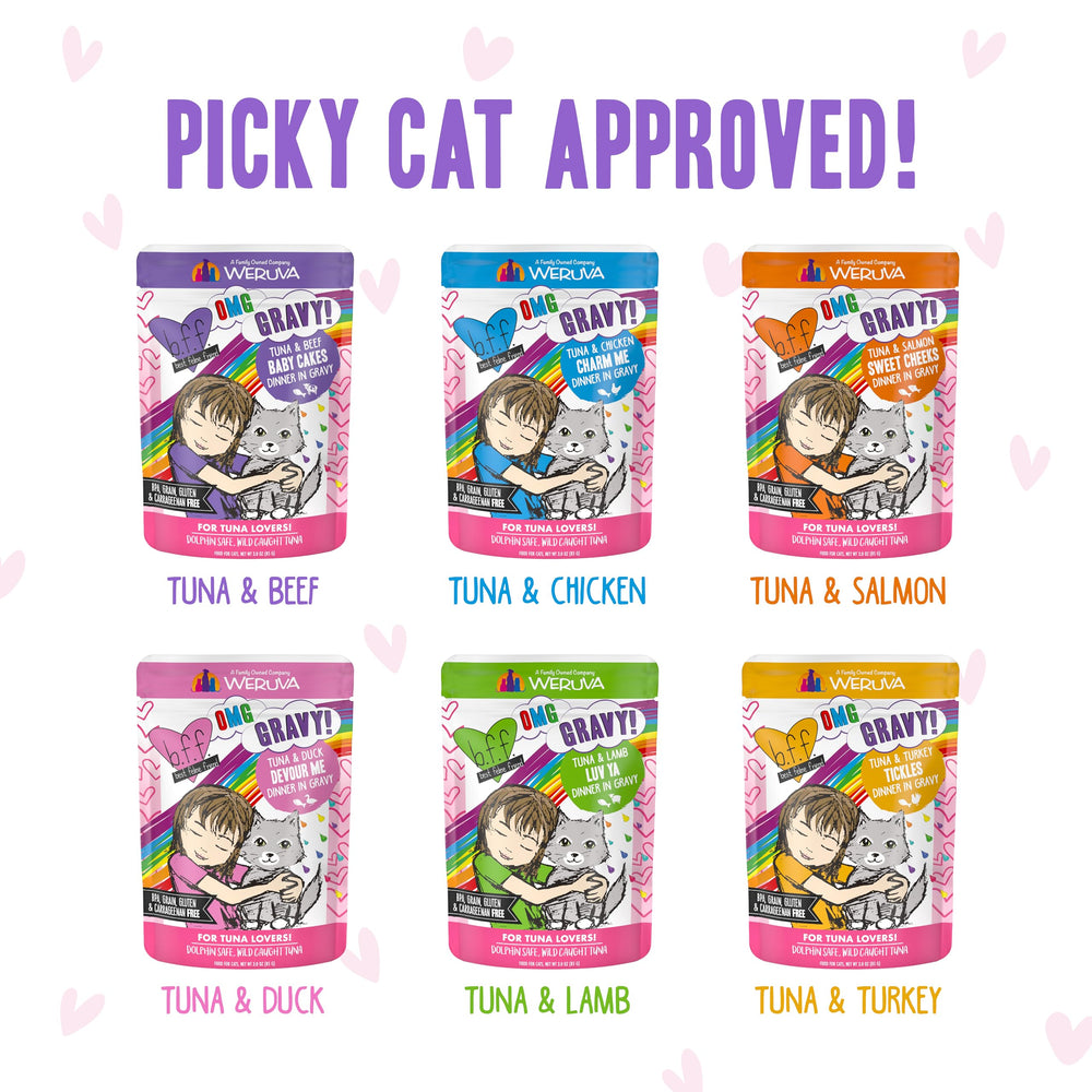 Weruva OMG Tickles, sabor variado en salsa para estimular apetito.