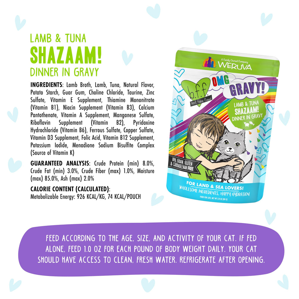 Opción sin granos de Weruva B.F.F. OMG Shazaam para paladares sensibles.