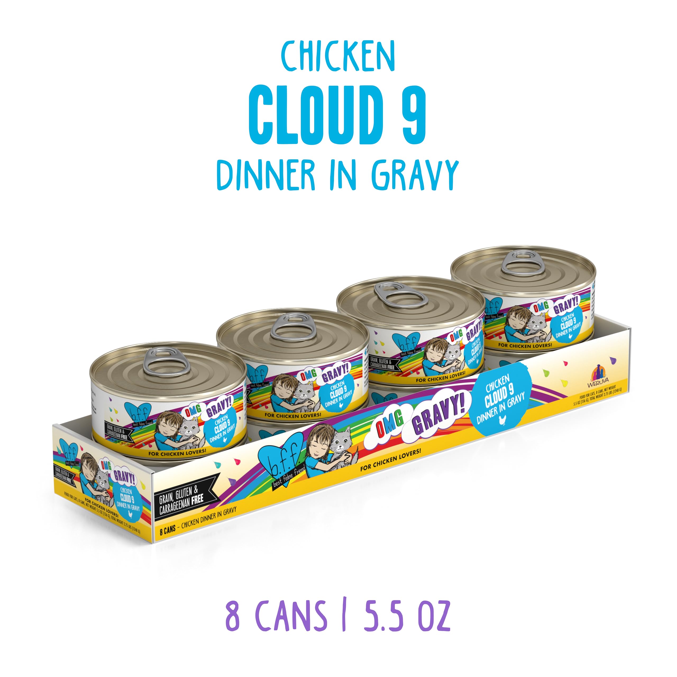 Trozos de pollo en salsa de Weruva BFF OMG para gatos exigentes