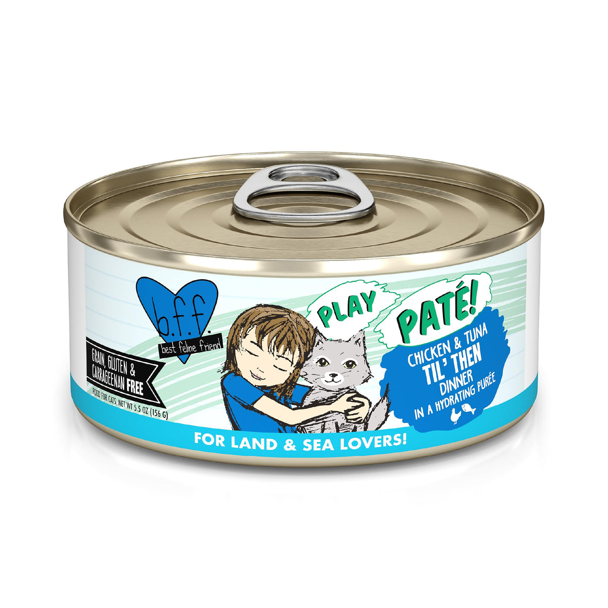 Weruva B.F.F. Play paté cremoso en lata, ideal para gatos que aman texturas suaves diarias.
