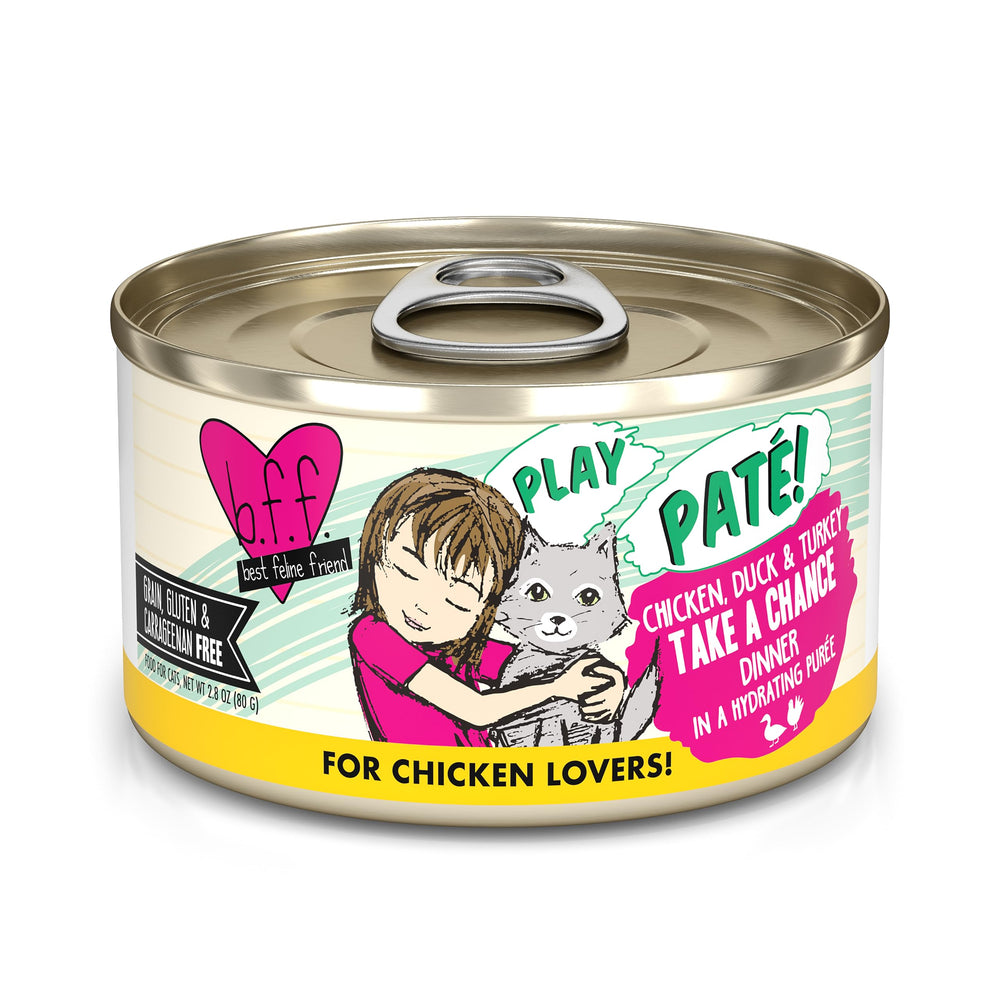 Weruva B.F.F. Play Pate Lovers en lata 2.8oz, textura cremosa para gatos