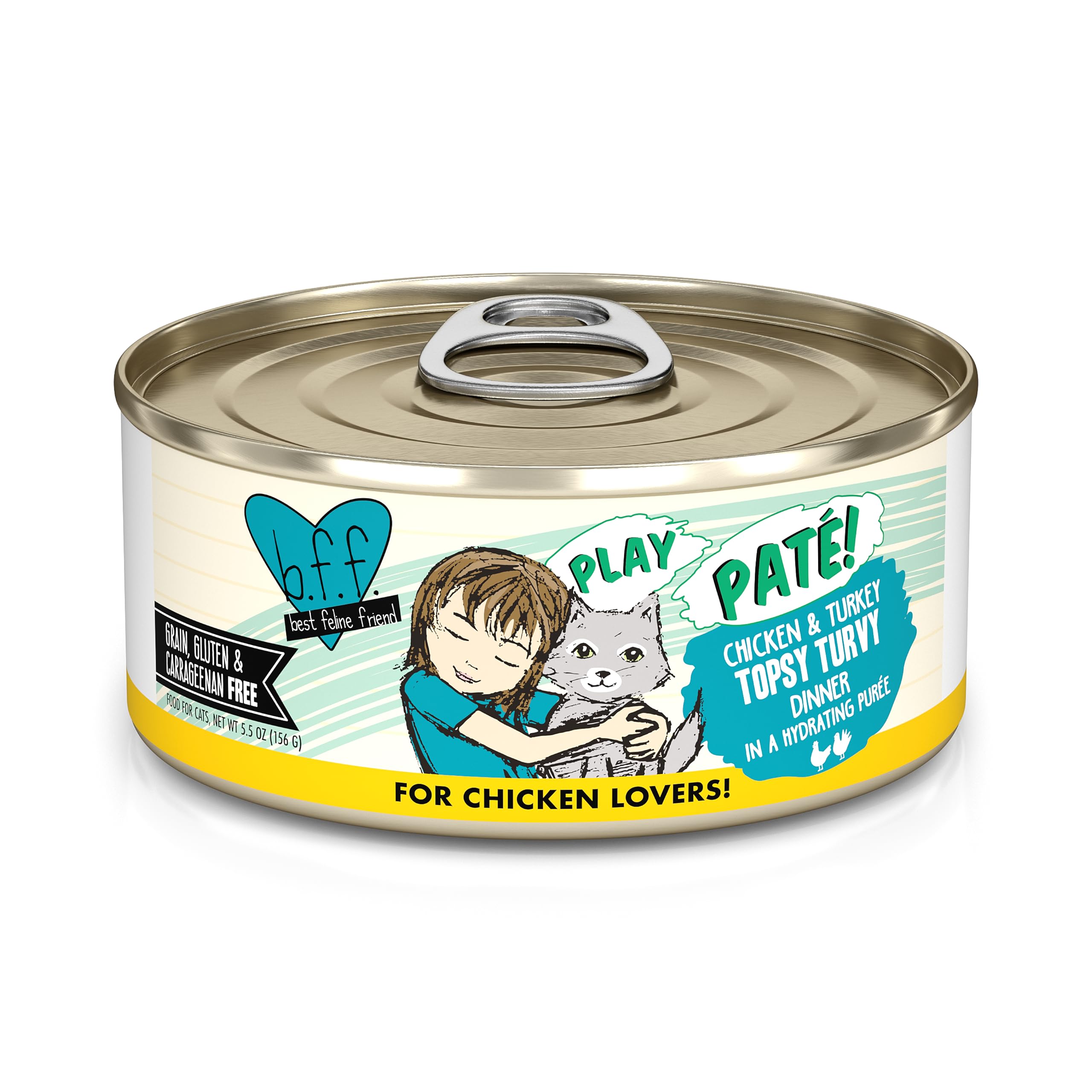 Weruva B.F.F. Play pate lovers - lata abierta: cena húmeda sabrosa para felinos curiosos.
