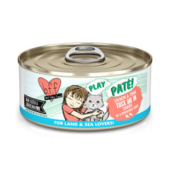 Weruva B.F.F. Play paté salmón y atún en lata, textura cremosa para comer suave.