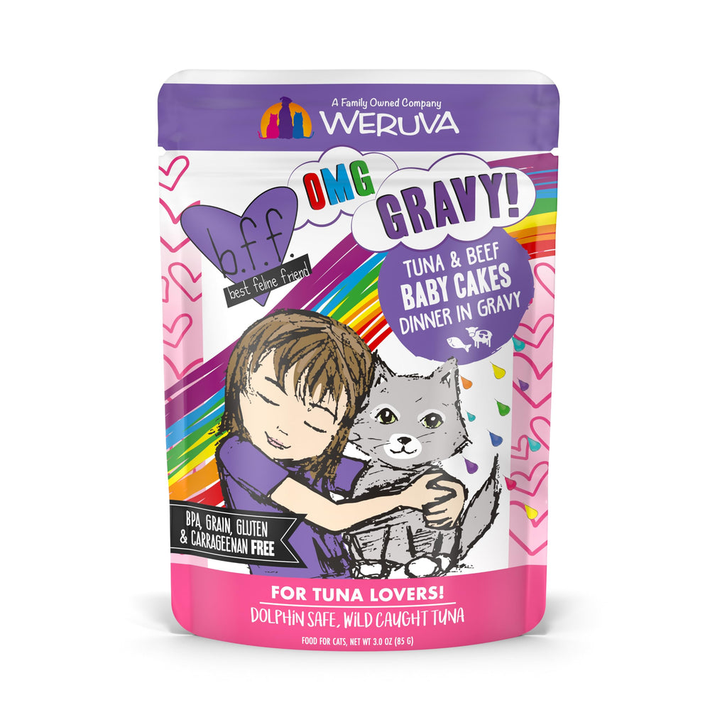 Weruva B.F.O.M.G. Baby Cakes con atún y ternera en salsa, humedad para gatos