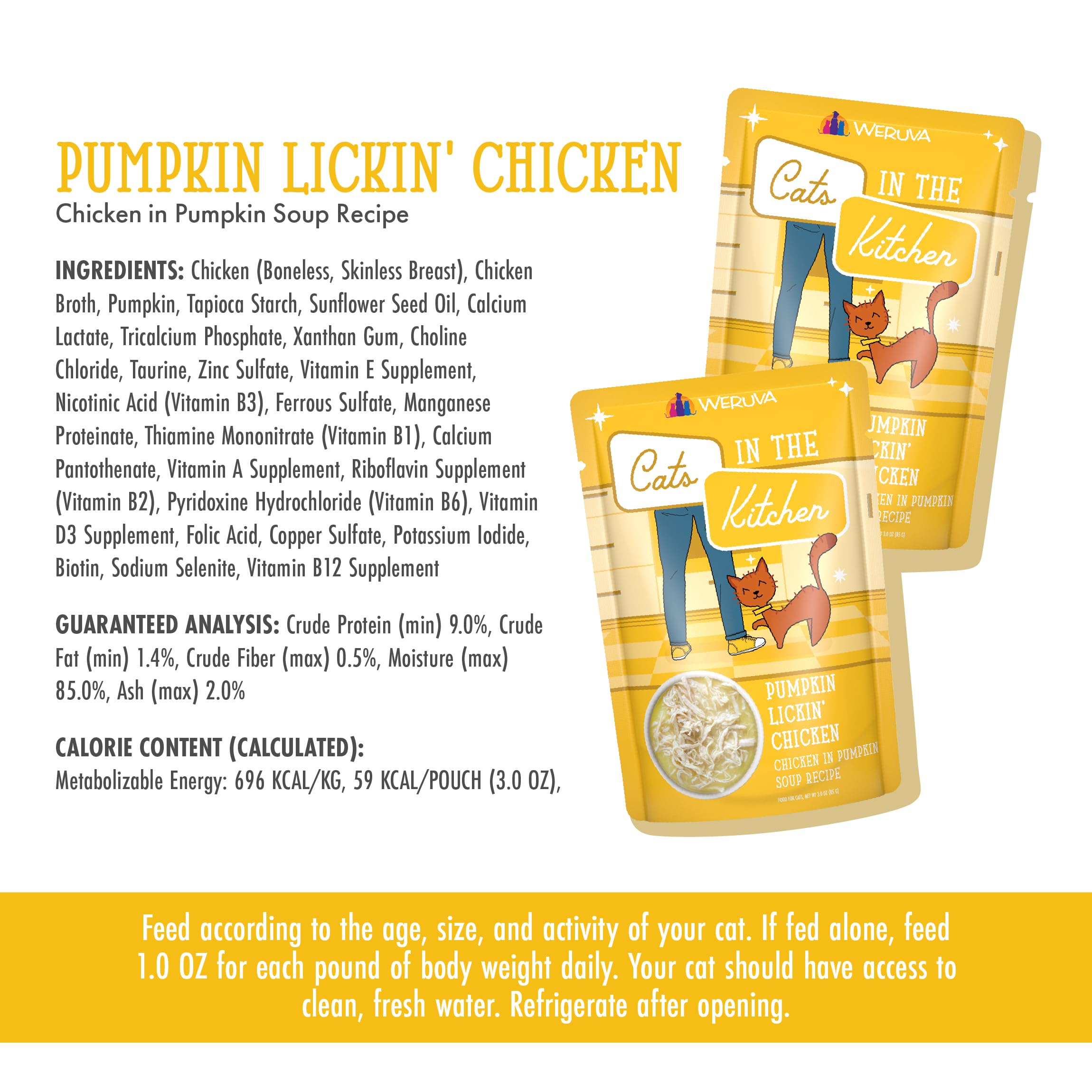 Weruva Cats in the Kitchen: calabaza natural en bolsa 3oz.