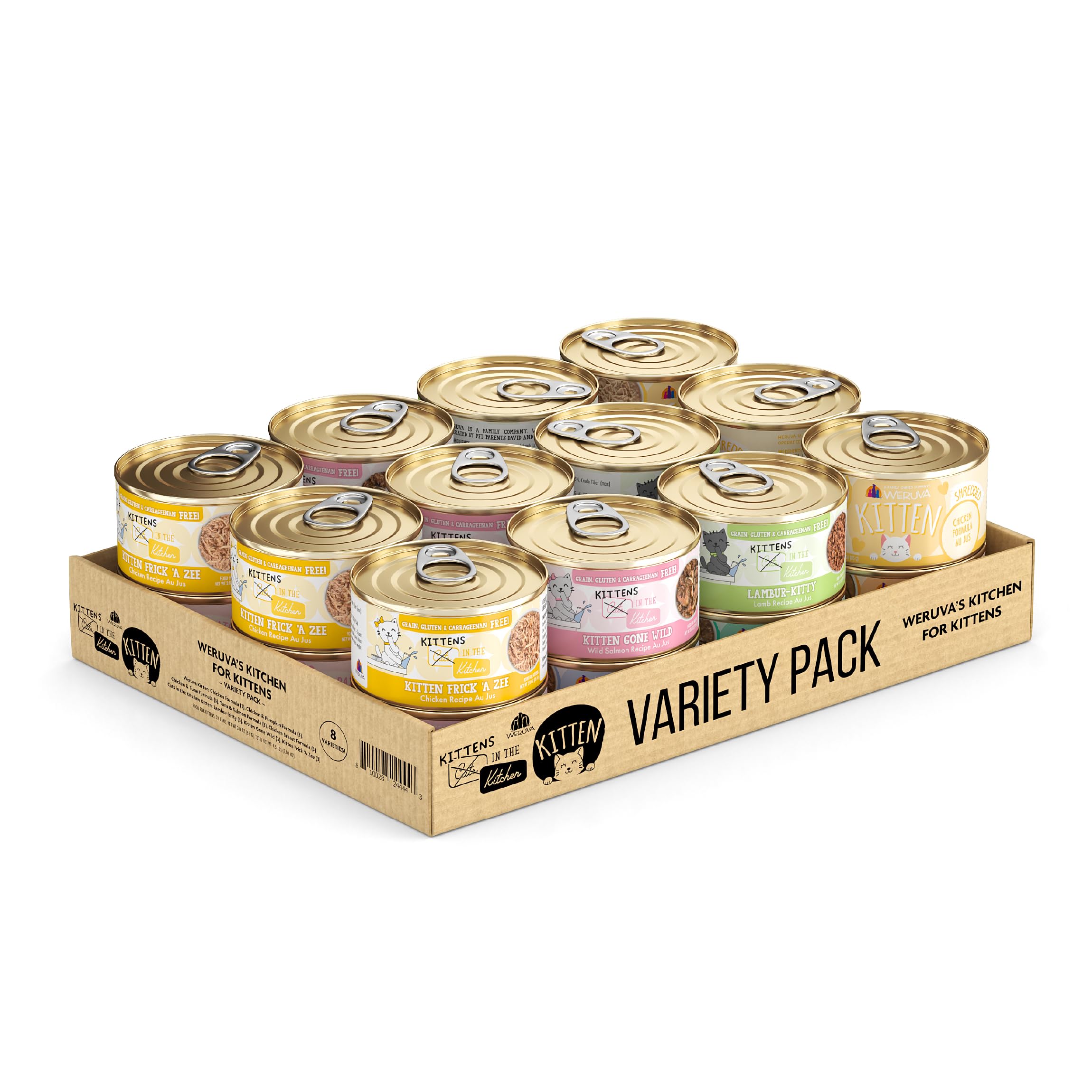 Weruva Cats in the Kitchen Kitten: pack variado de latas 3 oz para gatitos en crecimiento