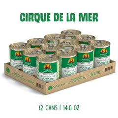 Weruva Cirque de la Mer atún y verduras en salsa, sabor agradable para perros sensibles.