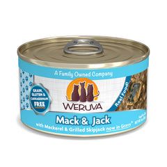 Weruva Classic Cat Food Mack & Jack con caballa en trozos, sabroso y apto para el paladar felino.