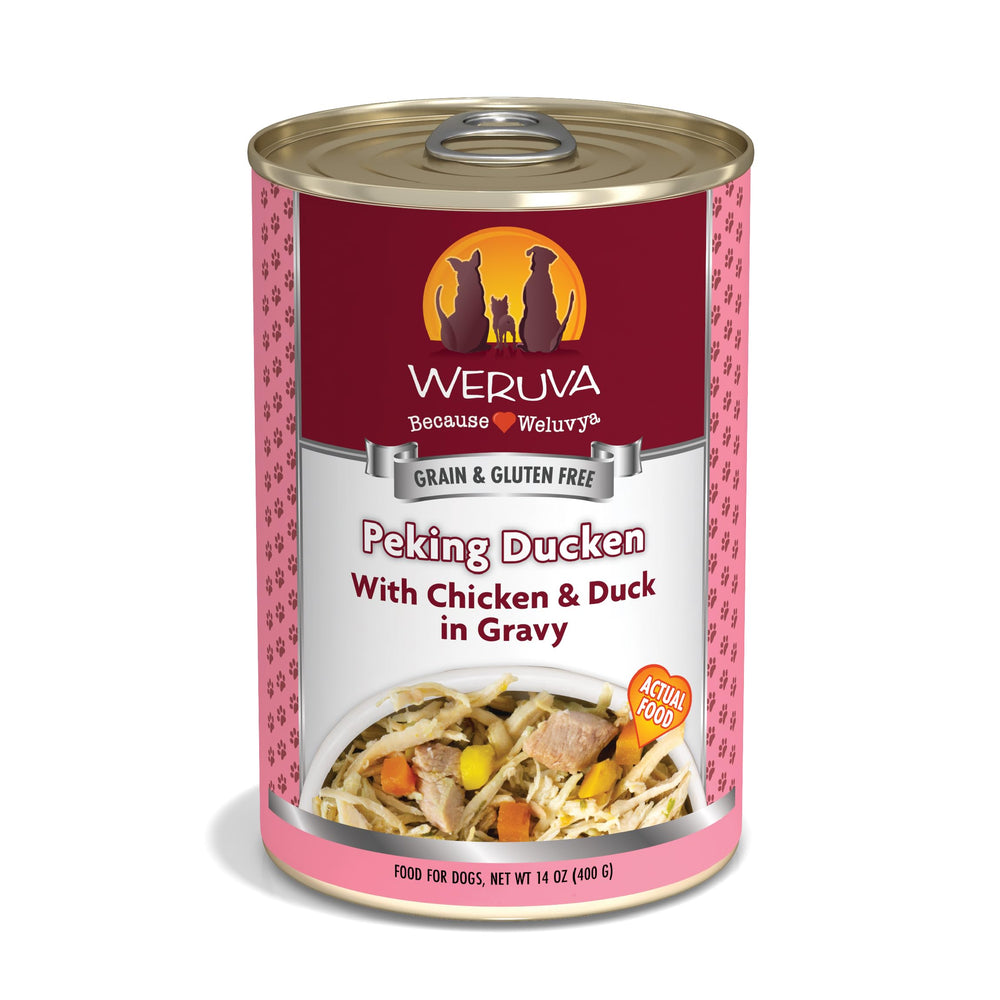 Weruva Classic Dog Food Peking Ducken con pollo en salsa, lata 14 onzas, pack12, ideal para hidratación