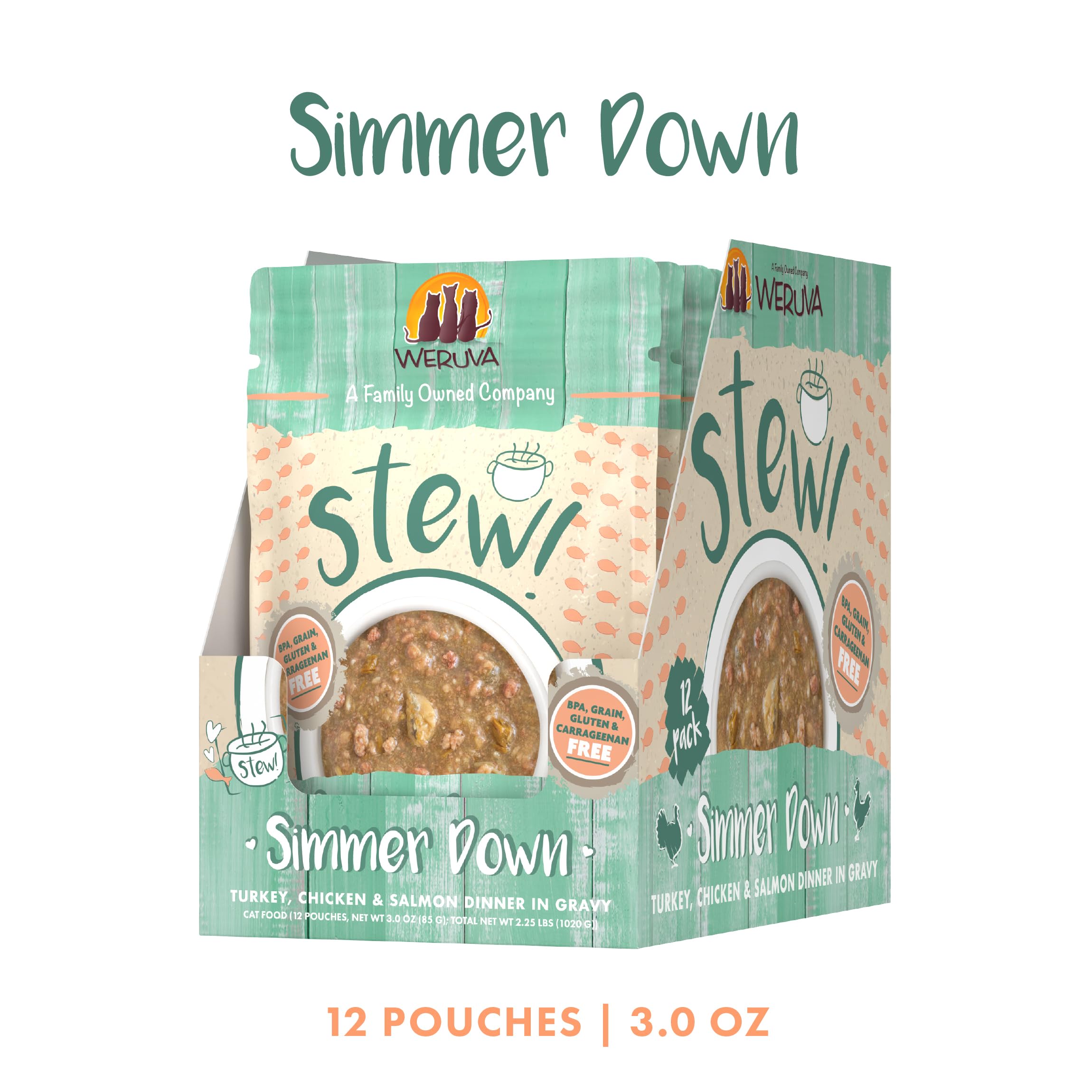 Weruva Classic Cat Stews pavo en salsa, sabor suave y variedad para la dieta.