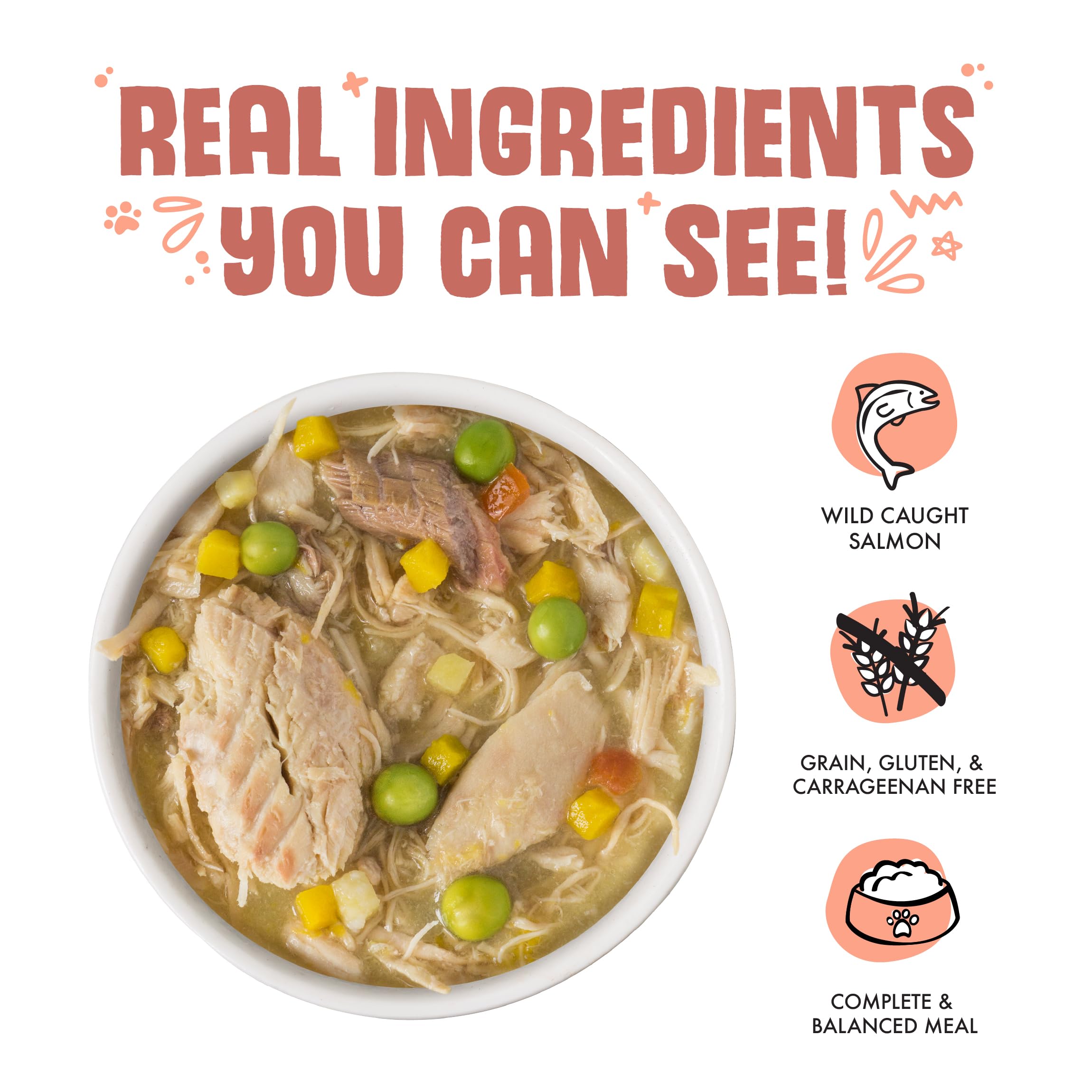 Weruva Classic Perro lata jammin-salmon muestra ingredientes reales y textura clara.