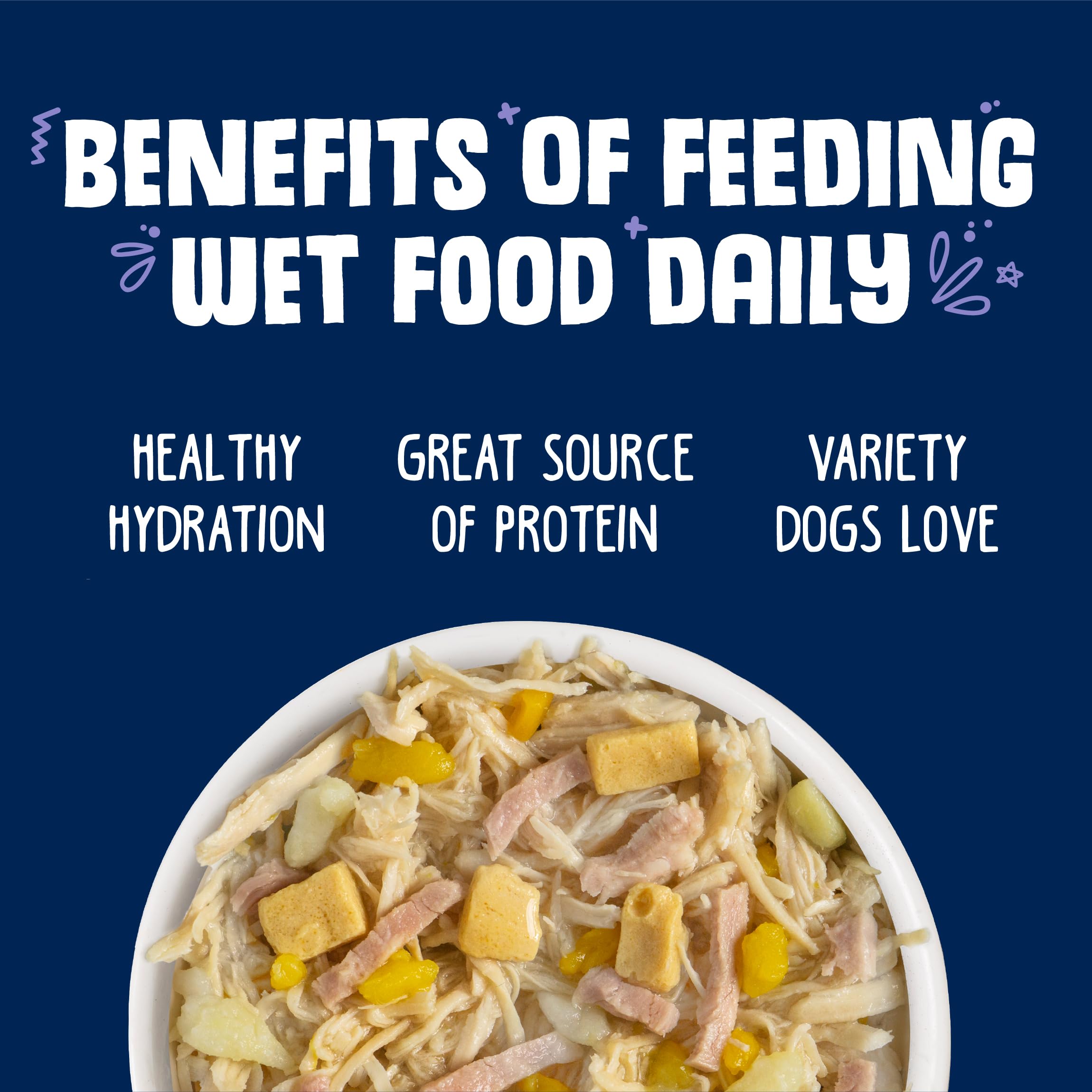 Weruva Bed & Breakfast, proteína de calidad con pollo, huevo y calabaza para perros.