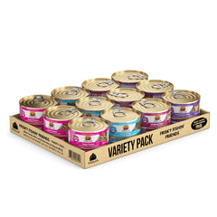 Weruva Frisky Fishin' Friends pack 24 latas, 5.5 oz, variedad para gatos con paladar exigente.