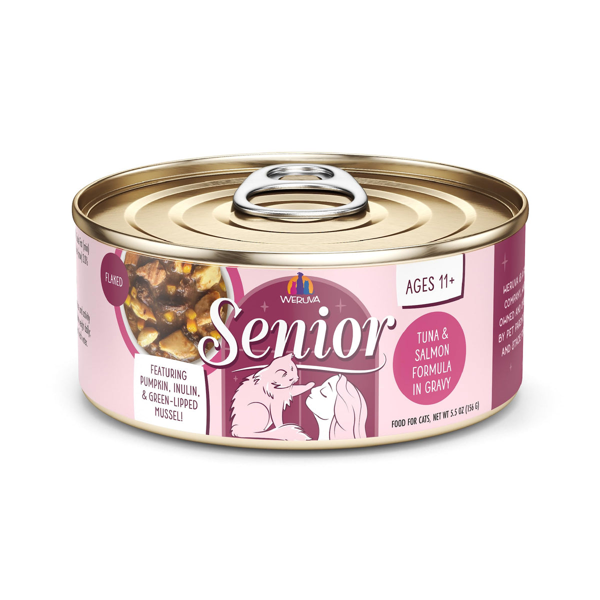 Weruva Gato Mayor: atún y salmón en gravy, sabor marino para mayores.