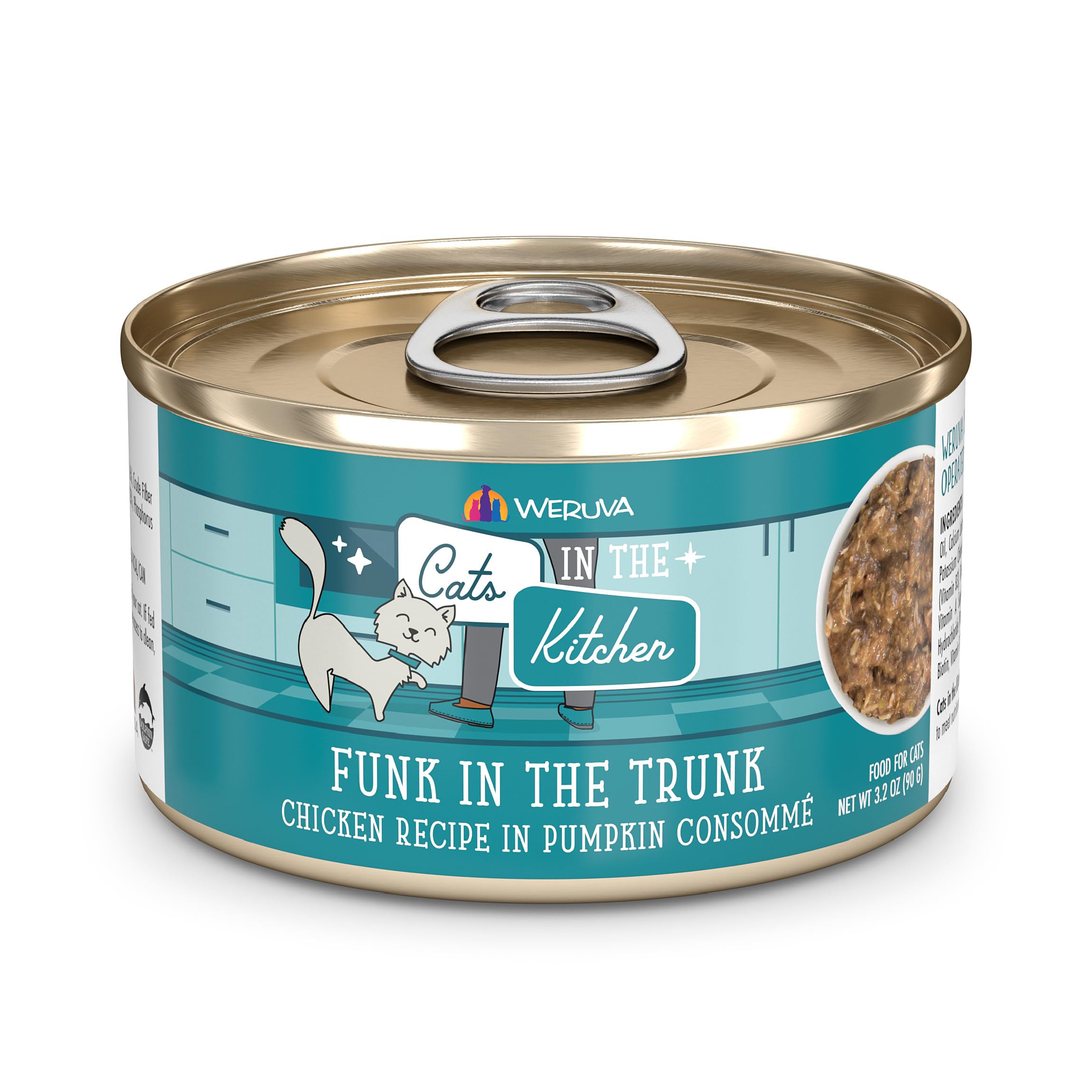 Weruva Gatos en la Cocina Funk en el Tronco, lata 3.2oz, conveniente pack 24