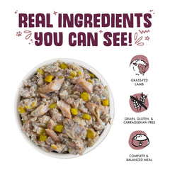 Ingredientes de alta calidad visibles en comida húmeda para perros Weruva